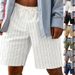 Men's Clothing Men's Trendy 5 Point Shorts Summer Loose Beach Linen Breathable Vertical Striped Jacquard Drawstring_viptrois.com