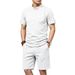 Men's Summer Henley Collar Short Sleeved Shirt And Shorts Set Style 250g Textured Jacquard Two-Piece Set_viptrois.com