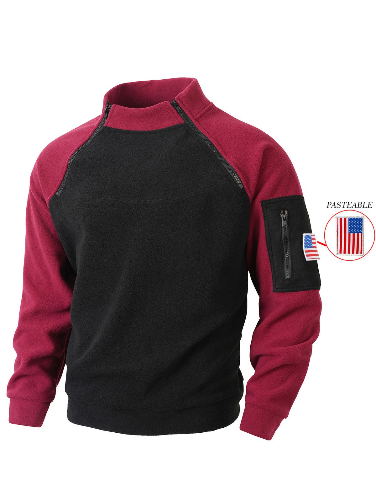 Men's Slim Stand Collar Coral Fleece Jacket - Autumn Winter Long Sleeve Pullover, European Style Casual Coat (Army Green, Dark Gray, Burgundy)_viptrois.com