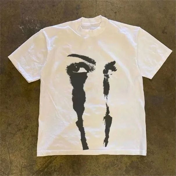 Fashion Brand Y2K American Eye Face Printed And Female Couples Small Design Sense Short-sleeved T-shirt Harajuku Gothic Top_viptrois.com