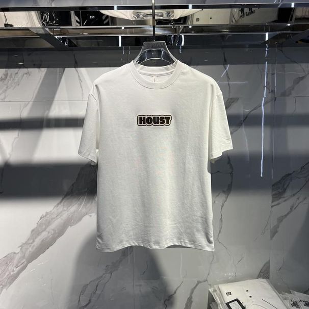 2025 Trendy Brand Personalized Letter Printing Short-sleeved T-shirt Men's Summer Trend Fashion Simple Round Neck Half-sleeved Top_viptrois.com