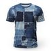 Men's Clothing Denim Patchwork Pattern Short Sleeved 3d Direct Injection Printed Tops Breathable Super Street Fashion T_viptrois.com