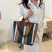 Women's Shoulder Bags Commuter Large-capacity Women's Bag, Fashionable Contrasting Color Striped Simple Tote Bag, Hand Bag And Shoulder Bag_viptrois.com
