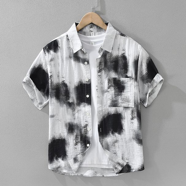 Trendy Tie Dye Short Sleeved Shirt For Men, Fashionable And Versatile, Artistic And Casual Loose Top_viptrois.com