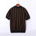 Men's Retro Style Short Sleeve Polo Shirt Casual Knit Top With Dark Diamond Pattern Jacquard Design Summer Wear_viptrois.com