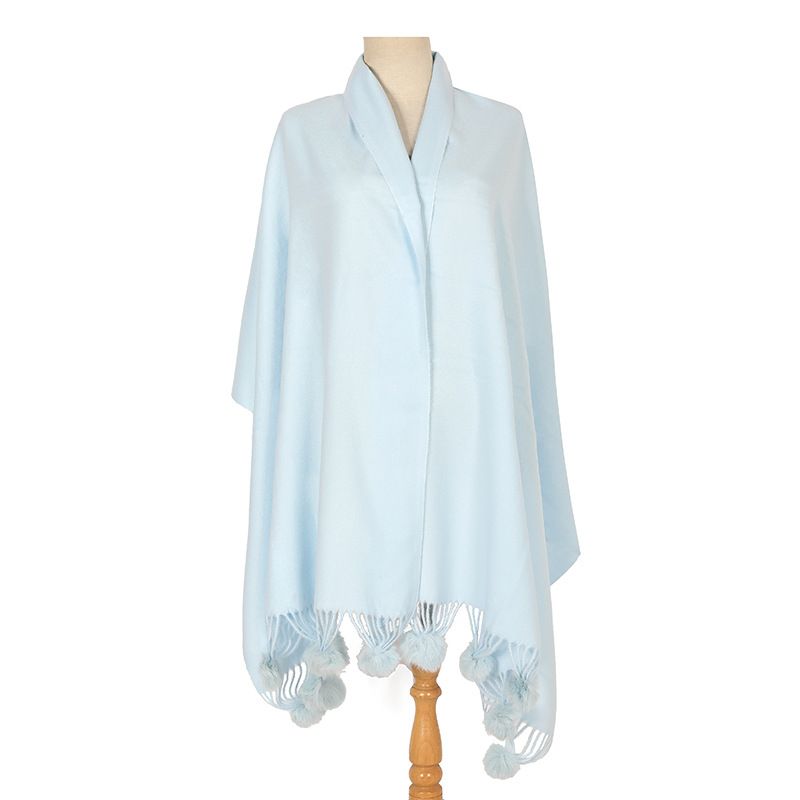 Women's Scarves Autumn And Winter Rabbit Fur Ball Solid Color Scarf Warm Quill Pure Knitted Shawl Women Scarf_viptrois.com