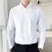 Men's Clothing Spring White Shirt Men's Long Sleeve Square Collar Light Luxury Casual Business High End Professional Shirt White Shirt_viptrois.com