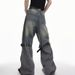 Small Niche Distressed Waisted 3D Splicing Design, American High Street Trendy Brand Micro Flared Jeans For Men_viptrois.com