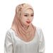 Women's Hijab Solid Color Elastic Geometric Cross Pattern Scarf Hat Baotou Hat Women Ethnic Hat_viptrois.com
