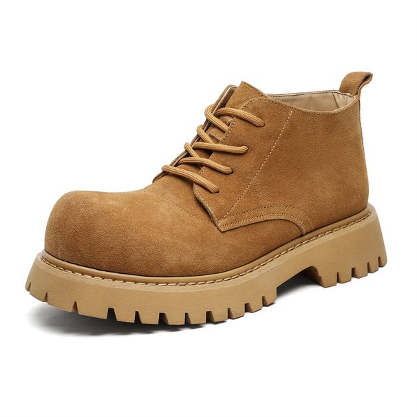 Thick Sole Heightening Retro Casual Derby Shoes Anti-velvet Big Head Leather Boots Men's Shoes Spring Tooling Martin Boots_viptrois.com