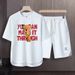 Men's Clothing 2024 Waffle Casual Summer Suit Men's Loose Teen Short sleeved T shirt Shorts Handsome Two piece Suit_viptrois.com