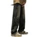 Unisex Style Embroidered Star Jeans Loose Fit Wide Leg Long Trousers Spring Autumn Unique Design Version_viptrois.com