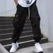 Men's Cargo Pants With Multi-Pocket Design, Loose Fit, Elastic Cuffs, Comfortable Polyester Trousers For Casual Wear_viptrois.com