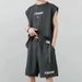 Casual Sports Suit Men, Summer Sleeveless Vest For Teenagers, Stylish Basketball Outfit Two-Piece Set_viptrois.com