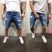 Monochrome Man- And American Style Denim Five-Point Pant With Hole Slim Fit Cro-Border Excluive For European Market New Men'_viptrois.com