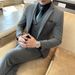 Men's Slim Fit Suit Set - Wedding, Business, Interview Formal Blazer & Trousers With Metal Accents (Black, Navy, Gray, Khaki)_viptrois.com