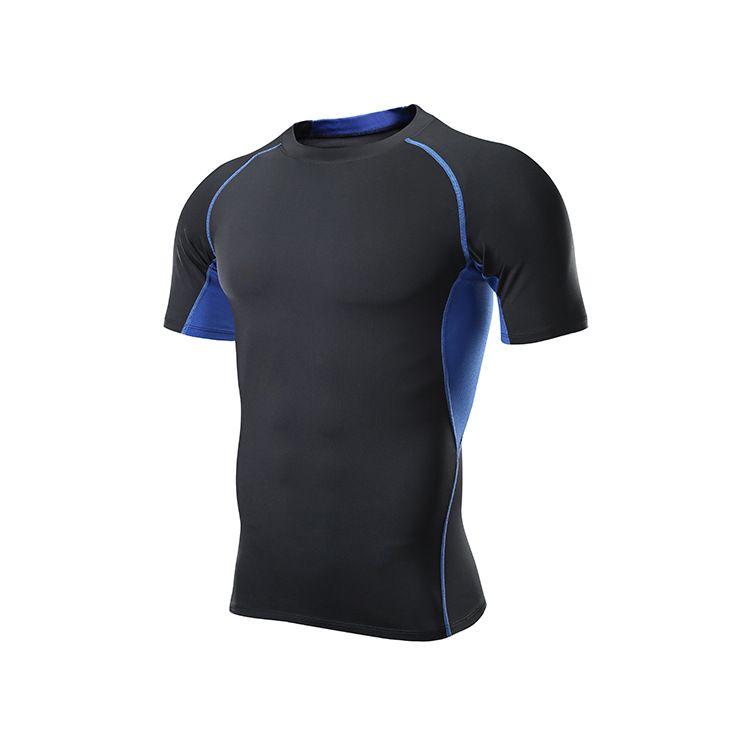 Men's clothing Sports T-shirt Men's running short sleeve fitness tights breathable quick dry moisture wadding sweat pressure_viptrois.com