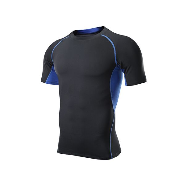 Men's clothing Sports T-shirt Men's running short sleeve fitness tights breathable quick dry moisture wadding sweat pressure_viptrois.com