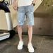 Men's Ripped Denim Shorts Trendy Brand Lightweight Casual Five Point Pants mid Length Shorts Handsome Versatile Light Color Summer Style 2026_viptrois.com