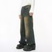 Men's Clothing Autumn New Arrivals Retro Multicolor Distressed White Wide Leg Straight Jeans Trend_viptrois.com
