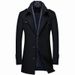 Men's Wool Wool Trench Coat Scarf Collar Mid Length Wool Coat Jacket_viptrois.com