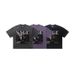 American-style Washed Purple Distressed Short-sleeve Men's Pure Cotton Loose-fit Casual T-shirt_viptrois.com