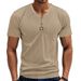Men's Short-sleeved T-shirt Casual Sports Jacquard Pit Stripes Quick-drying Breathable Henley Shirt Short-sleeved Tops_viptrois.com