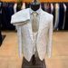 Men's Clothing Jacquard Slim Wedding Dignified Evening Dress Three Piece Suit Men Suit_viptrois.com