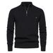 Pure Versatile Autumn Winter Zipper Stand Collar New European Size Long Sleeve Solid Color Casual Trendy Men's Sweater_viptrois.com