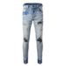 Men's Clothing Denim Capital American High Street Ripped Jeans Men's Small Straight Jeans Men's Light Blue Jeans Men_viptrois.com