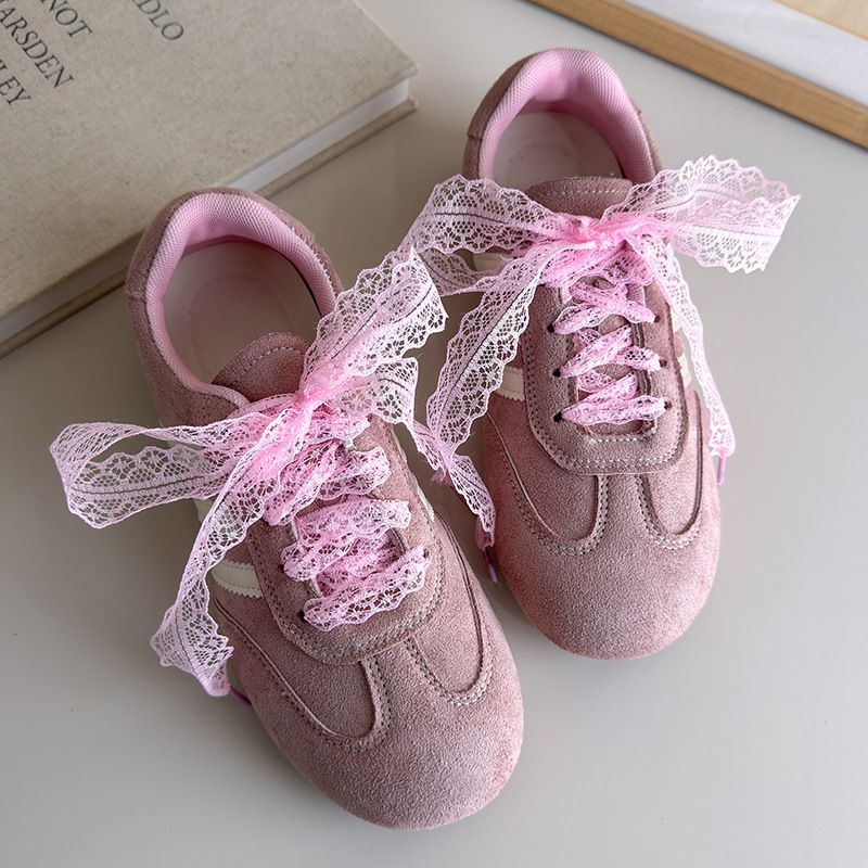 White Lace Accessories Bow Shoelaces Pearl Ballet Adaptable Toe Shoes Casual Shoes Sports Shoes Ins Style_viptrois.com