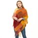Unisex Women's shawl thick tassel loop yarn plaid cape_viptrois.com