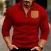2023 Winter New Casual Men's Half-Zip Stand Collar Patch Pocket Thick Sweatshirt Pullover Plus Size Top For Men_viptrois.com