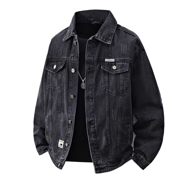 Men's Clothing New Workwear Embroidered Denim Jacket Fashionable Slim Fit Comfortable Long Sleeved Top Spring And Autumn Large Size Jacket For Men_viptrois.com
