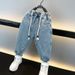 Children's clothing Boys' non-elastic drawstring denim bloomers spring and autumn new style handsome children's versatile pants boys' pants_viptrois.com
