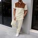 Men's Large Checkered Color Block T-Shirt And Trousers Set Casual Sportswear Half Zip Short Sleeved_viptrois.com