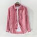 Men's Clothing Daily Casual Outerwear All Match Shirt Linen Long Sleeved Solid Color Shirt_viptrois.com