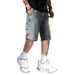Men's Retro Blue Shorts Decorative Button Details 5 Inch Inseam Loose Straight Leg Casual Breathable Summer Shorts_viptrois.com