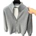 Cross-Border European Plus Size Cardigan Solid Color Zipper And Women Knitted Sweater Jacket Men Stand Collar Factory_viptrois.com