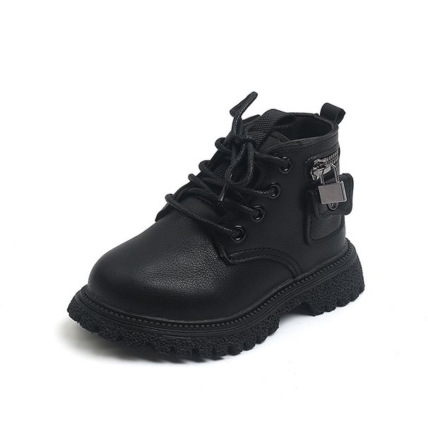Child's shoes Boys fashion Doc Martens girls side zipper soft-soled single boots_viptrois.com