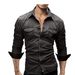 Men's Clothing long-sleeved shirt style youth casual solid color splicing men's denim shirt men_viptrois.com