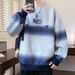 Loose Gradient Sweatshirt, Men's Round Neck Long Sleeved T-shirt, Youth Trendy Brand Printed Casual Top_viptrois.com
