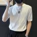 Ice Silk Short Sleeved T-shirt For Summer Thin Trendy Brand Knitted Sweater Top, Slim Fit, Elastic And Breathable_viptrois.com