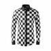 Men's Slim Fit Long Sleeve Digital Print Shirt - Breathable Cotton, Stylish Checkered Design, Comfortable & Trendy For Casual & Office Wear_viptrois.com