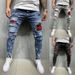 New Men's Slim Fit Ripped Pants New Men's Painted Jeans Factory Direct Sale_viptrois.com