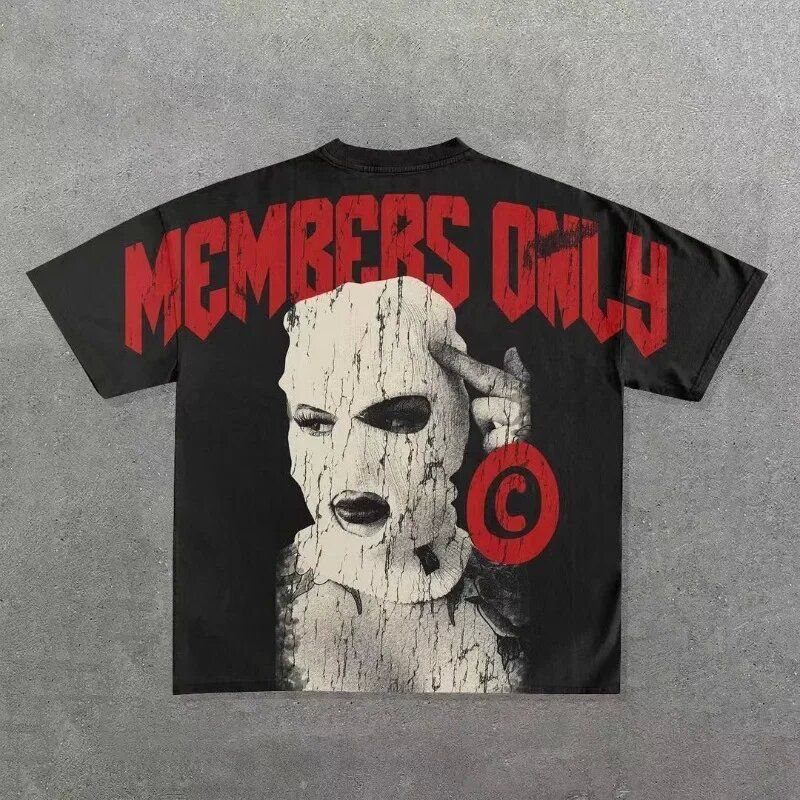 European And American Y2K Harajuku Style Men's Hip-Hop Gothic Large Pattern Print Punk Short Sleeve Casual_viptrois.com