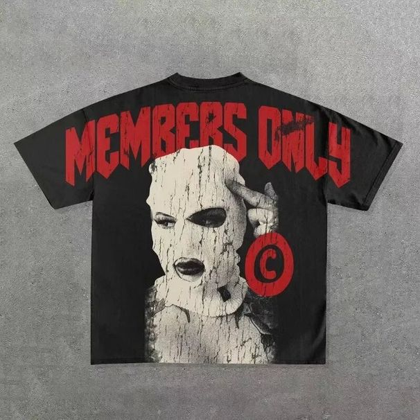 European And American Y2K Harajuku Style Men's Hip-Hop Gothic Large Pattern Print Punk Short Sleeve Casual_viptrois.com
