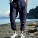 Workwear Casual Men's Trousers Large Size With Drawstring Multi Pocket Wide Tube Thin Cotton And Linen Summer Pants_viptrois.com