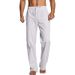 Men's Clothing Men's Foreign Trade Cotton And Linen Loose Elastic Drawstring Waist Straight Summer Breathable Beach Trousers_viptrois.com