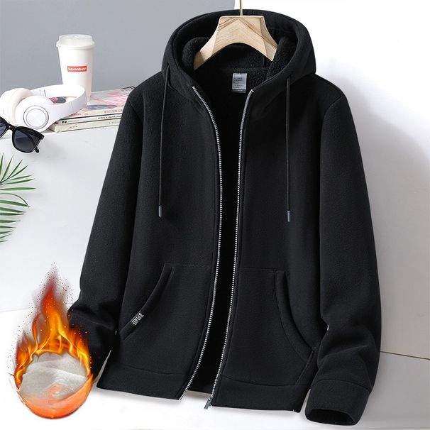 Fleece Thickened Sweater Men's Autumn And Winter Casual Loose Outdoor Hooded Couple's Lamb Fleece Jacket Top Fleece Jacket_viptrois.com